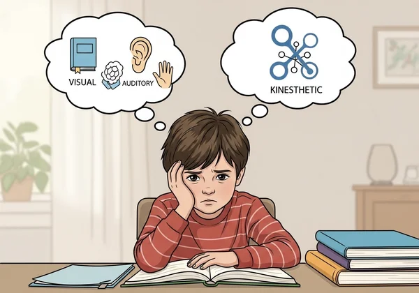 Child struggling with schoolwork, confusion of style vs disability