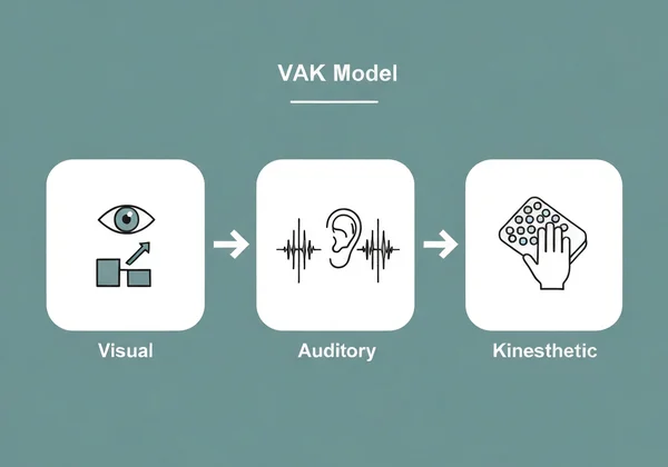 Diagram illustrating VAK's three core learning pathways