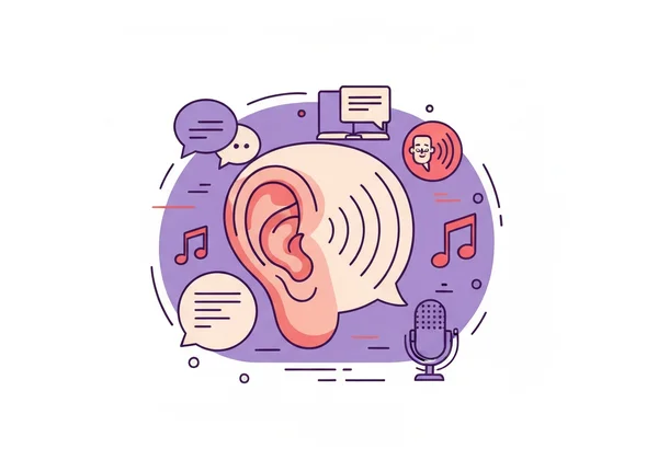 Illustration representing auditory learning through communication