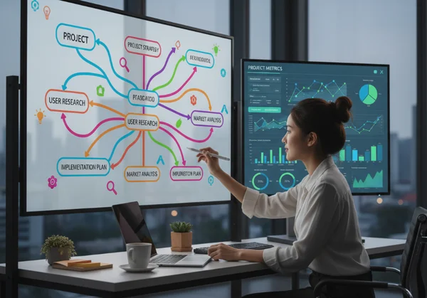 Visual learner using a mind map and dashboard