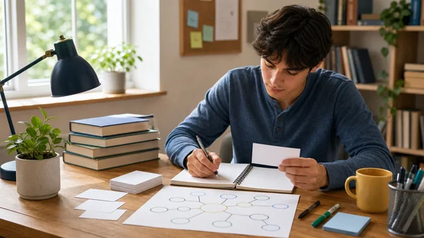 Student using active study methods